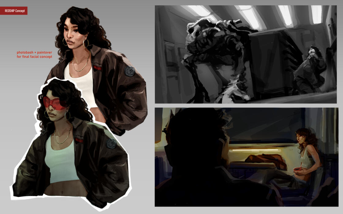 RedShip Concept Renders for a space survival horror game idea I am working on in my free time